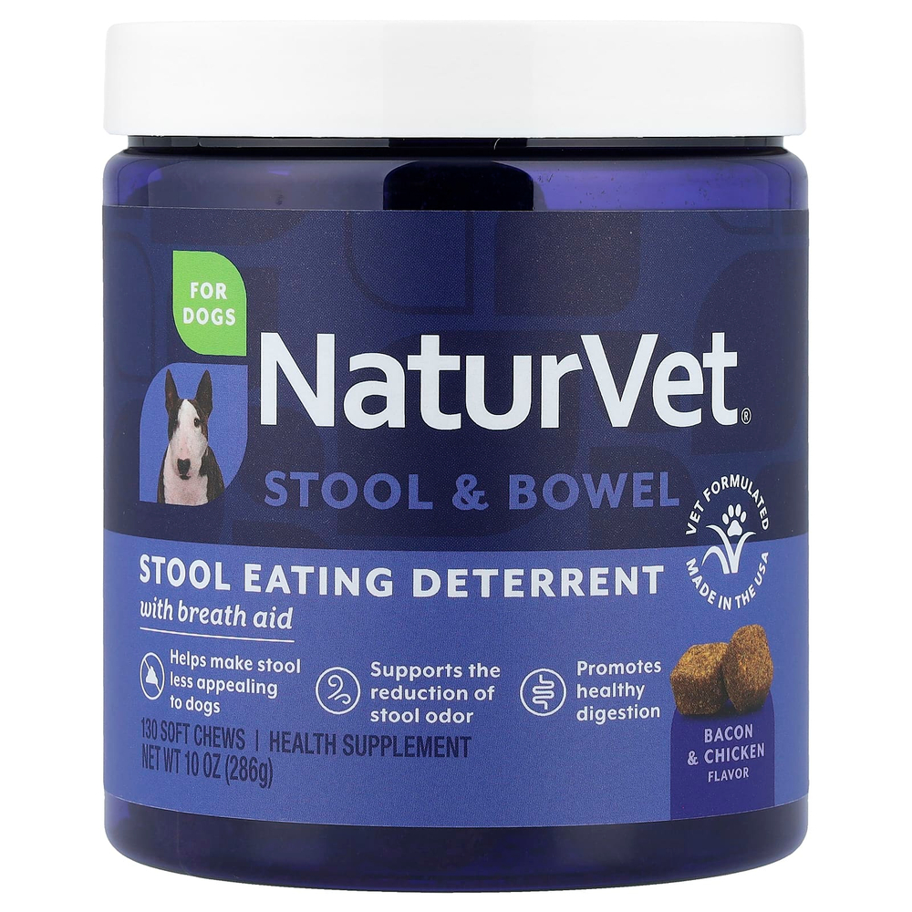NaturVet, Scent & Bowell, средство для очищения от стула с облегчением дыхания, для собак, бекон и курица, 130 мягких жевательных таблеток, 286 г (10 унций)