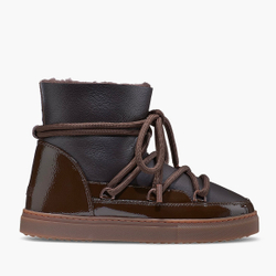 Высокие комбинированные кеды INUIKII Sneaker Gloss Brown на меху