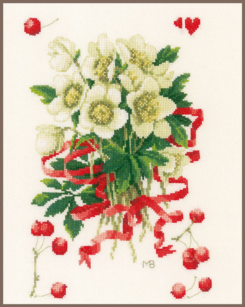 Набор для вышивания нитками Lanarte, A hellebores gift, 22х34 см