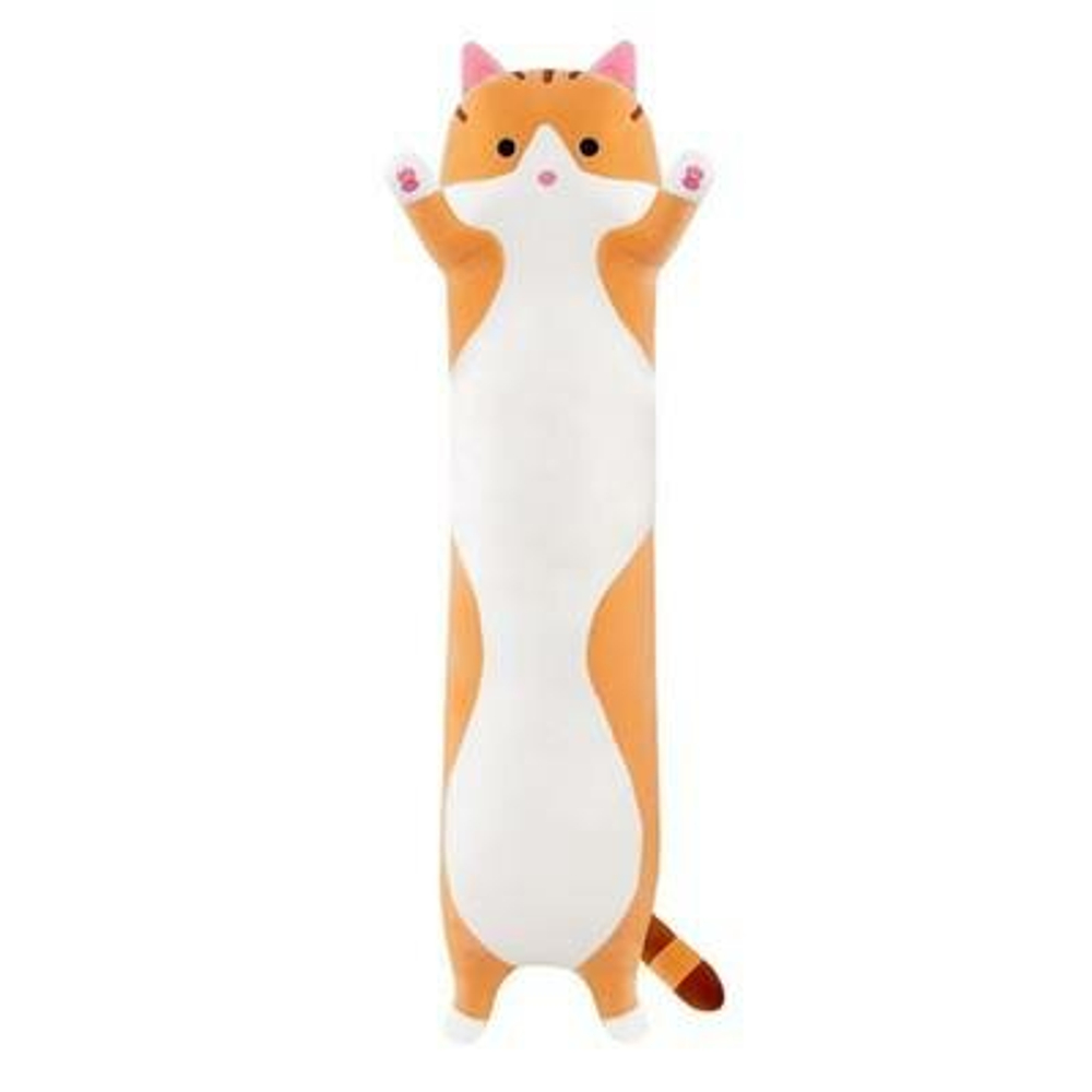 Мягкая игрушка длинный Кот батон, оранжевый, 70 см