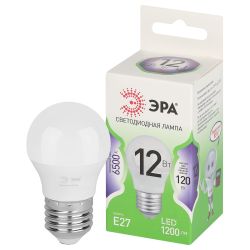 Лампа светодиодная ЭРА GREEN LINE LED P45-12W-865-E27 GL 12Вт шар холодный свет E27 | Лампочки