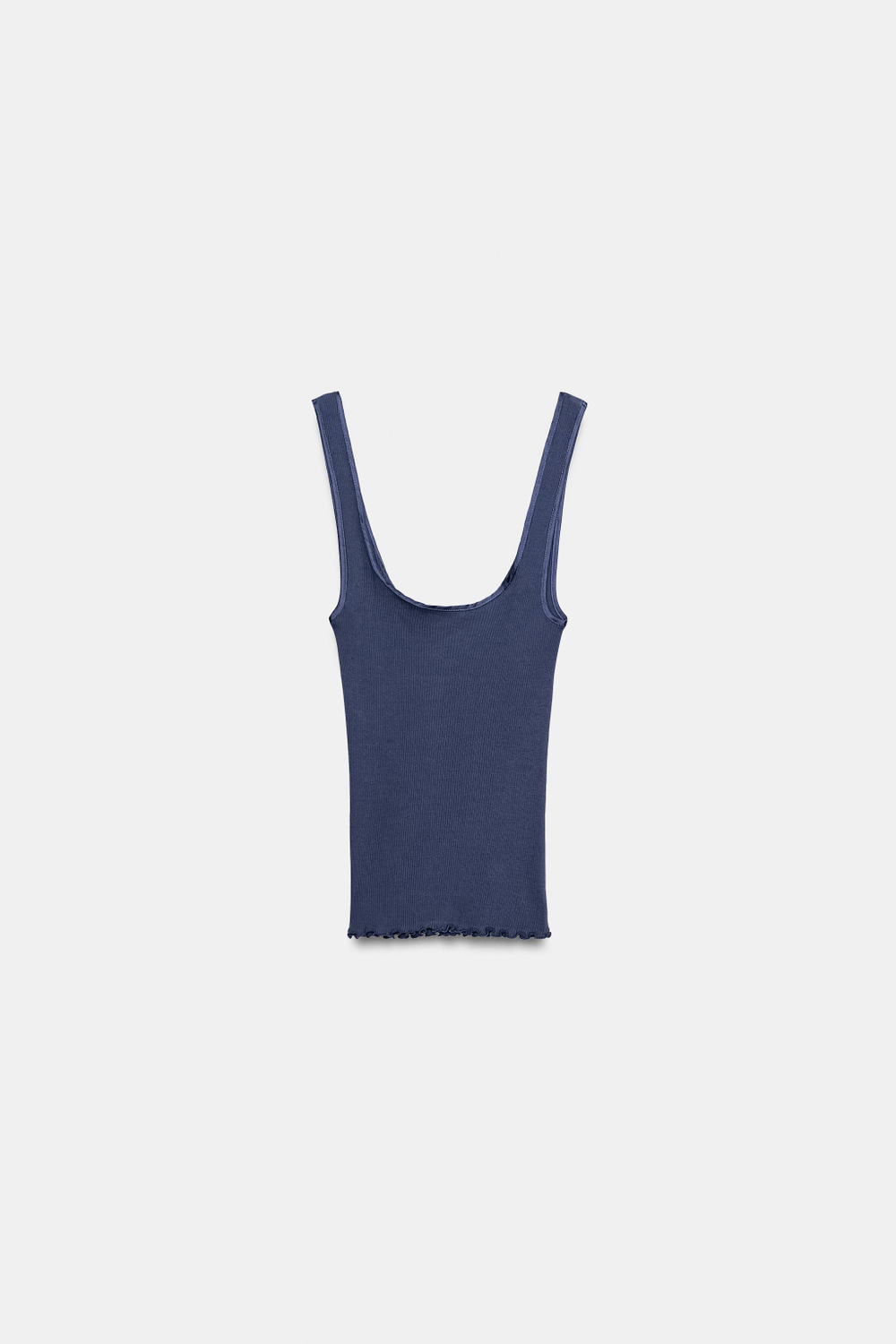 ZARA ХЛОПКОВАЯ МАЙКА В РУБЧИК, СИНИЙ