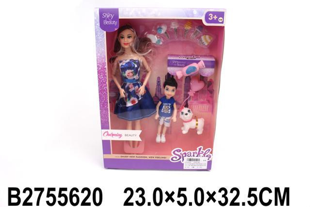 Кукла тип Модель на шарнирах с ребенком и аксессуарами, коробка CY257D3