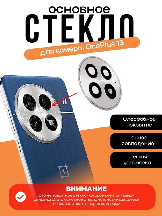 Основное стекло камеры с рамкой OnePlus 13 Midnight Ocean (Серый)