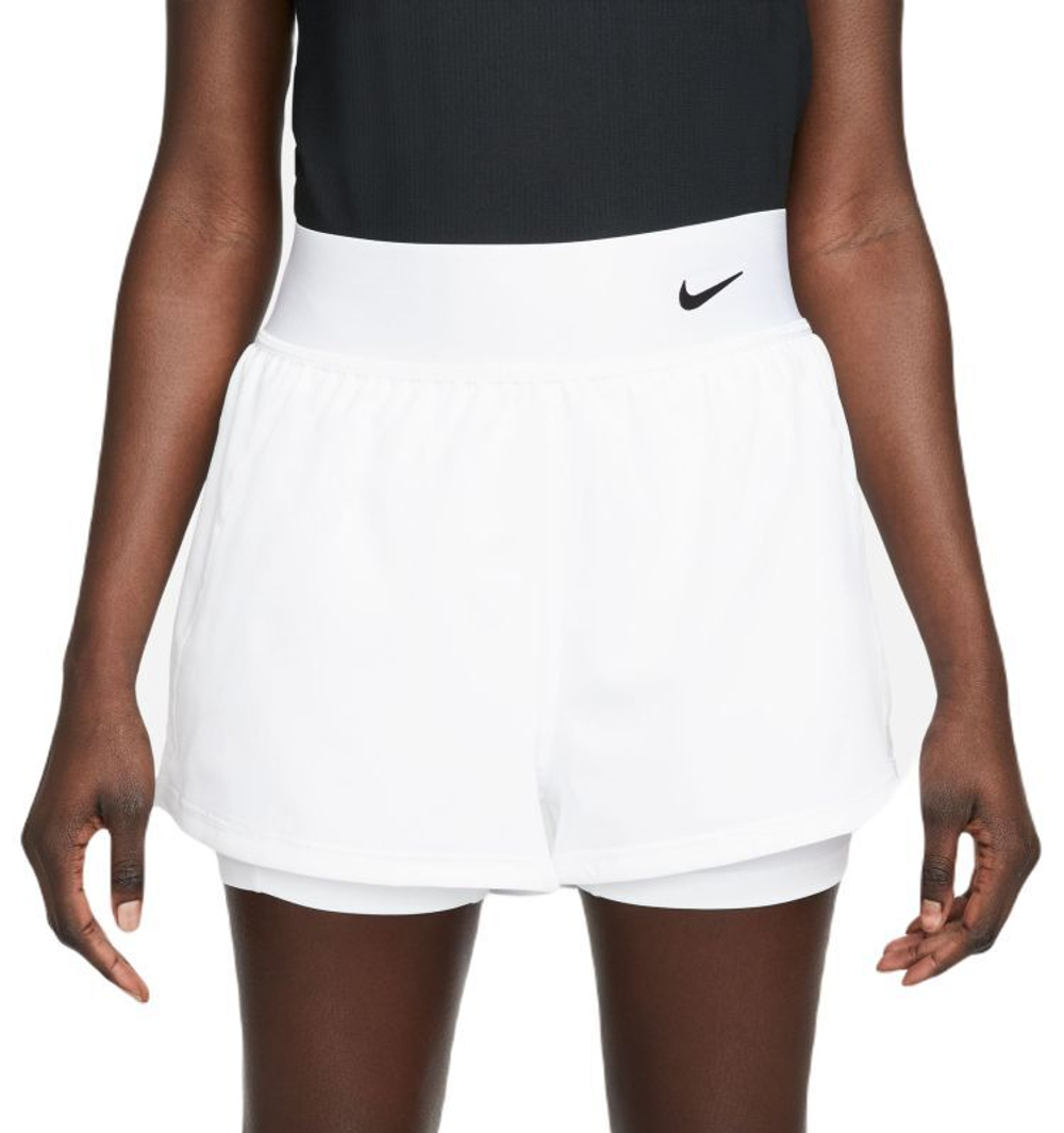 Женские Шорты теннисные Nike Court Dri Fit Advantage Short - white/black