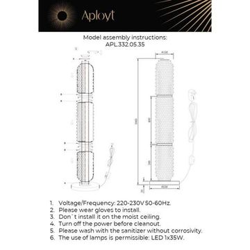 Светодиодный торшер 35W 3000K APL.332.05.35 золото Ozeynn Aployt