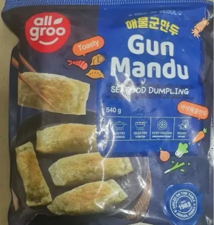 Дамплинги, д/ж с морепродуктами /Allgroo Seafood dumpling for fry, Ю.Корея, 540 г,