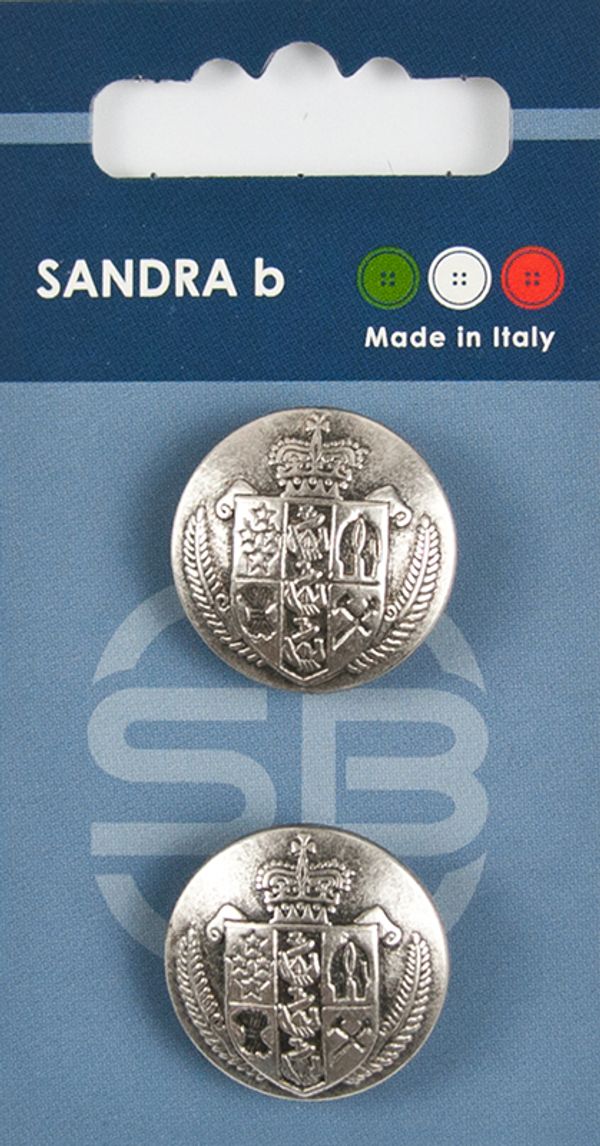 Пуговицы металл на ножке 23 мм, 2 шт, серебряный, CARD203, Sandra