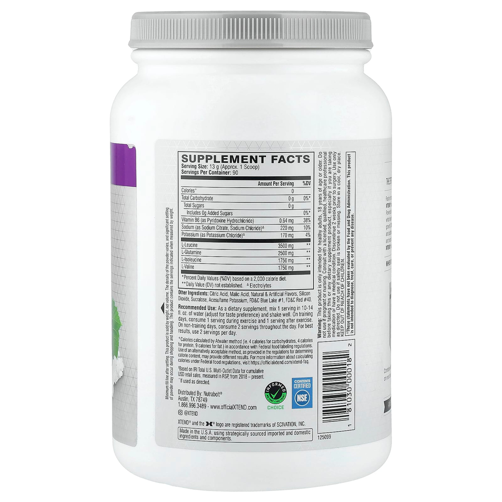 XTEND, 7 г BCAA, со вкусом холодного винограда, 1,17 кг (2,58 фунта)