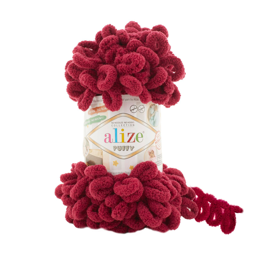 Пуффи (Puffy) пряжа Alize 100%микрополиэстер 5х100г/9,2 м 107 вишня