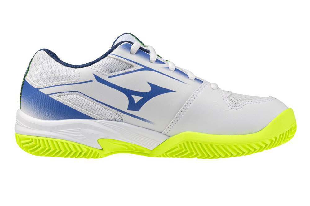 Детские Кроссовки теннисные  Mizuno Break Shot 5 Jr. CC - white/dazzling blue/light yellow