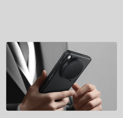 Чехол с защитной откидной крышкой для камеры на OPPO Find N6, серия Super Frosted Shield Prop Magnetic Case (версия с прозрачной крышкой объектива) от Nillkin