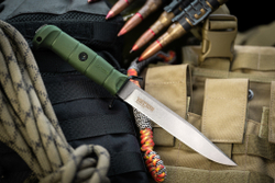 Нож Kizlyar Supreme VECTOR Sleipner SW OKH PS (StoneWash, Oliva Kraton Handle, Polyamide Sheath)