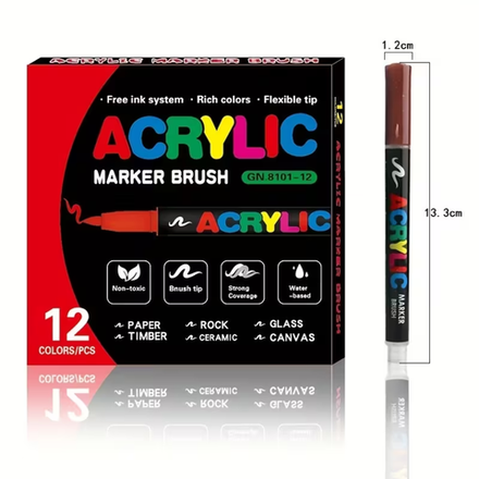 Маркеры акриловые Acrylic 12 цветов