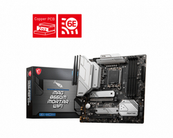 Материнская плата MSI MAG B660M MORTAR WIFI Socket 1700, Intel B660, 4xDDR5, PCI-E 4.0, 2500 Мбит/с, Wi-Fi, Bluetooth, 3xUSB 3.2 Gen2, USB 3.2 Gen2x2 Type-C, HDMI, DisplayPort, mATX