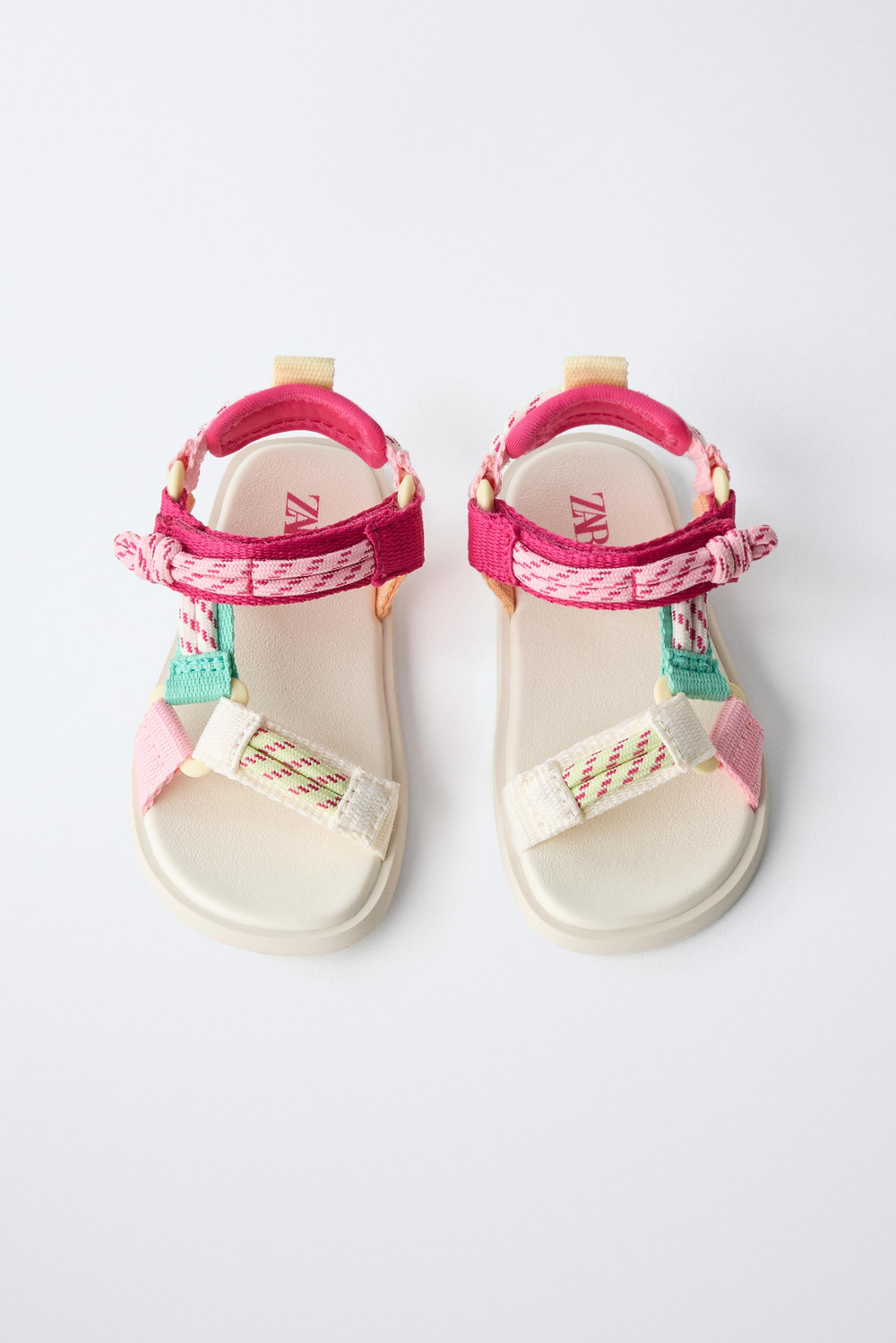 ZARA ТЕХНИЧЕСКИЕ МНОГОЦВЕТНЫЕ САНДАЛИИ BAREFOOT, РОЗОВЫЙ
