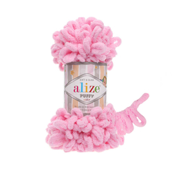 Пуффи (Puffy) пряжа Alize 100%микрополиэстер 5х100г/9,2 м 185 розовый