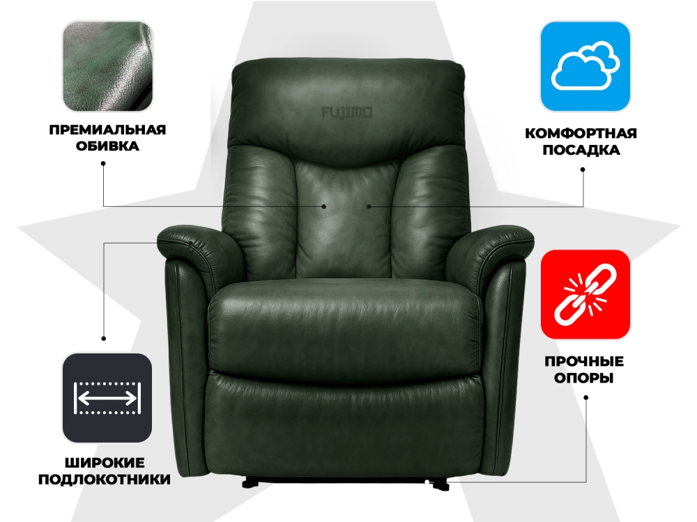 Кресло-реклайнер электрический FUJIMO DREAM EW Premium Изумруд