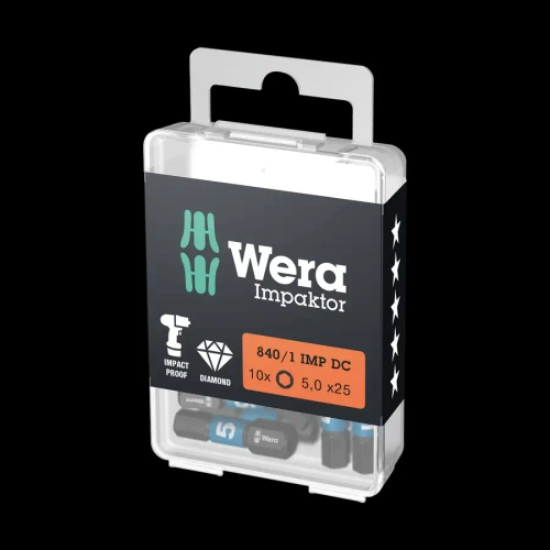 Бита ударная шестигранная 5x25 мм 840/1 IMP DC Hex-Plus SW DIY-Box 10 шт WERA 05057605001