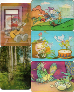Набор из 5 переливных (стерео) Календариков . Мультфильмы СССР 1979, 1986, 1987, 1988 гг.