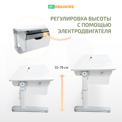 Стол регулируемый с электроприводом Ergokids с полкой S-50 