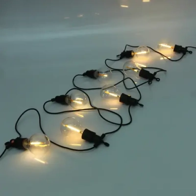 Гирлянда для улицы НИТЬ «Бегущие огни» 5м 10 ламп LED (6*7 см), черный провод, авторежим-водопад,IP-65, Теплый белый (возможность соединения)