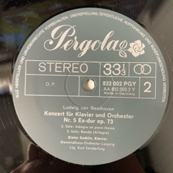 Винтажная виниловая пластинка LP Beethoven Бетховен, Dieter Zechlin, Gewandhaus Orchester Leipzig, Kurt Sanderling, Klavierkonzert Nr. 5 (Германия 1972)