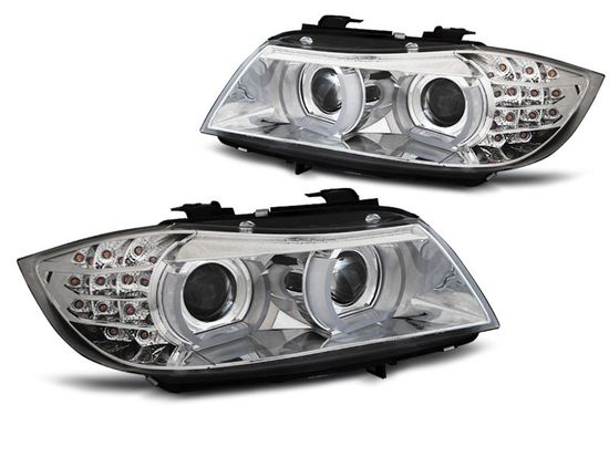 Передние фары для BMW 3 E90 / E91 (09-11) хромированные под штатный ксенон