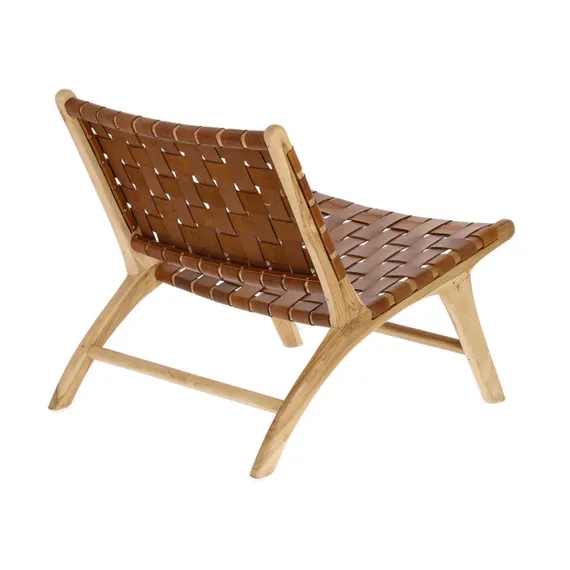 Кресло Calixta из тика и коричневой кожи
