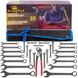 Набор ключей комбинированных и рожковых 25пр. KINGTUL KT-5261DP+1 BLACK