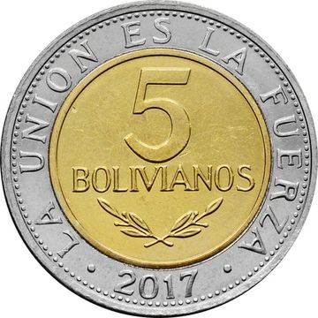 5 боливиано 2017 Боливия