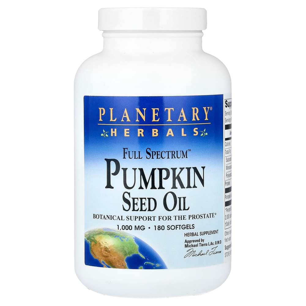 Planetary Herbals, масло семян тыквы Full Spectrum™, 1000 мг, 180 капсул