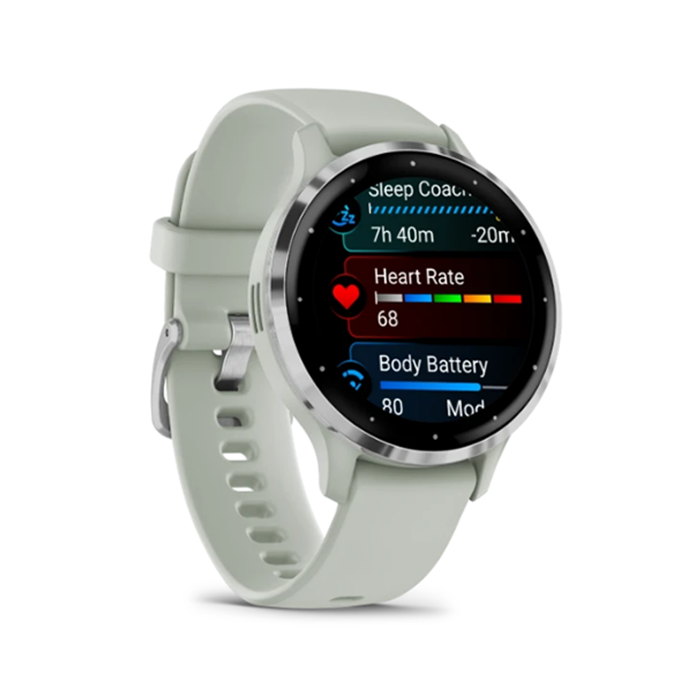 Умные часы Garmin Venu 3S 41 мм Серебристый безель из нержавеющей стали, корпус серо-шалфейного цвета и силиконовый ремешок