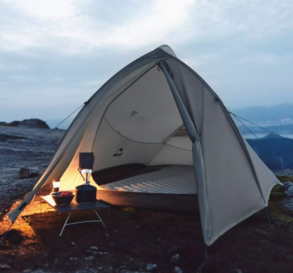 Палатка Naturehike Cloud Up Pro Si 2-местная, алюминиевый каркас, серая, артикул CNK2350WS020-LG2