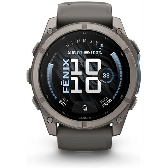 Часы Garmin Fenix 9 — 51mm Titanium with Pebble Gray Silicone Band (010-04763-01)