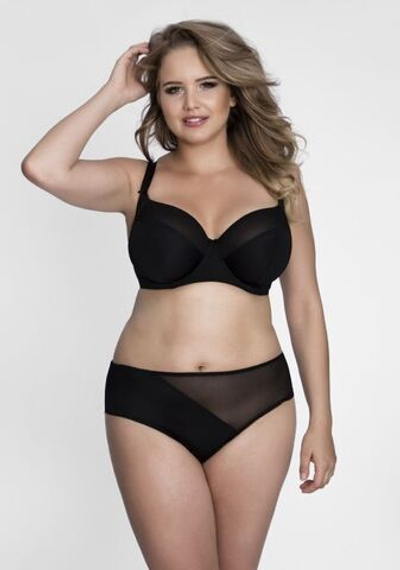 Бюстгальтер с мягкой чашкой plus size из микрофибры и двойной сетки (Размер: 65K) (Цвет: черный)