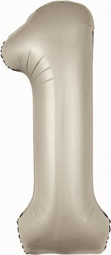 Шар (40''/102 см) Цифра, 1 Slim, Мистик, Кремовый, Сатин, 1 шт. в уп.