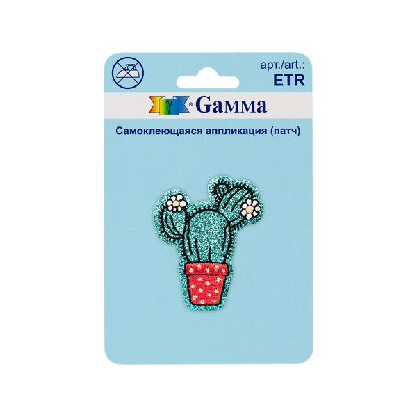 Патч (аппликация самоклеящаяся) №02, 1 шт, 01-202 Кактус 3.7х4.6 см, Gamma ETR
