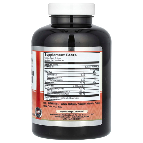 Amazing Nutrition, Масло дикого аляскинского лосося, 180 капсул (1000 в каждой капсуле)