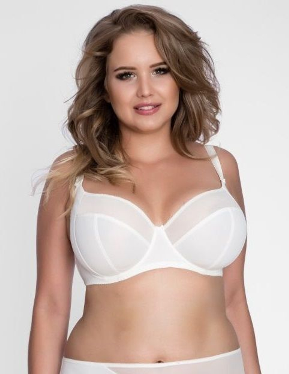 Бюстгальтер с мягкой чашкой plus size из микрофибры и двойной сетки (Размер: 65K) (Цвет: черный)