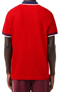 Мужское теннисное поло Lacoste Regular Fit Stretch Cotton Piqué Contrast Collar Polo Shirt - красный