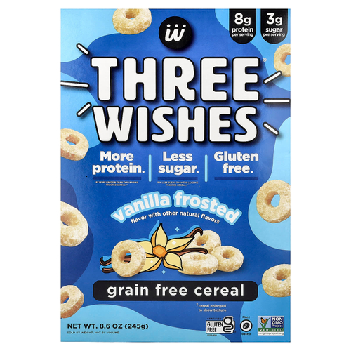Three Wishes, Хлопья без злаков, ваниль, 245 г (8,6 унции)