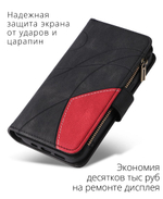 Дизайнерский чехол-книжка из кожи для SAMSUNG S21 5G (не ULTRA/ FE/ PLUS!) с кошельком, 5 слотами для карт и подставкой
