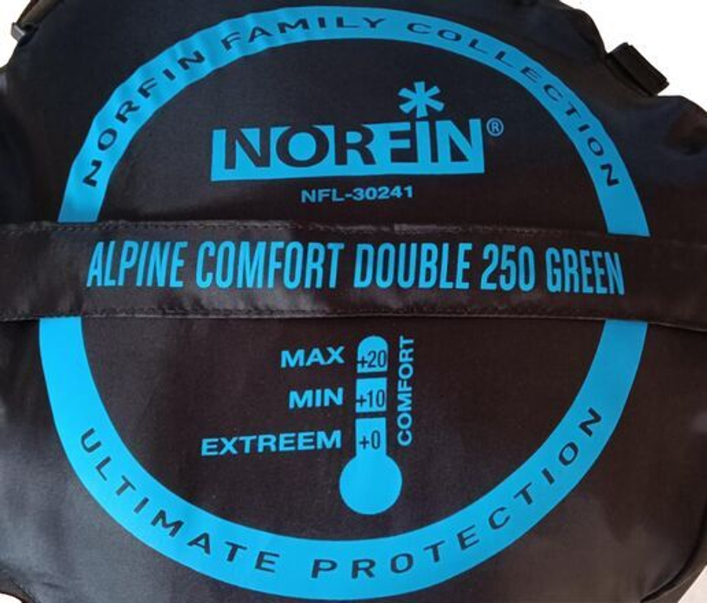 Мешок-одеяло спальный Norfin ALPINE COMFORT DOUBLE 250 GREEN