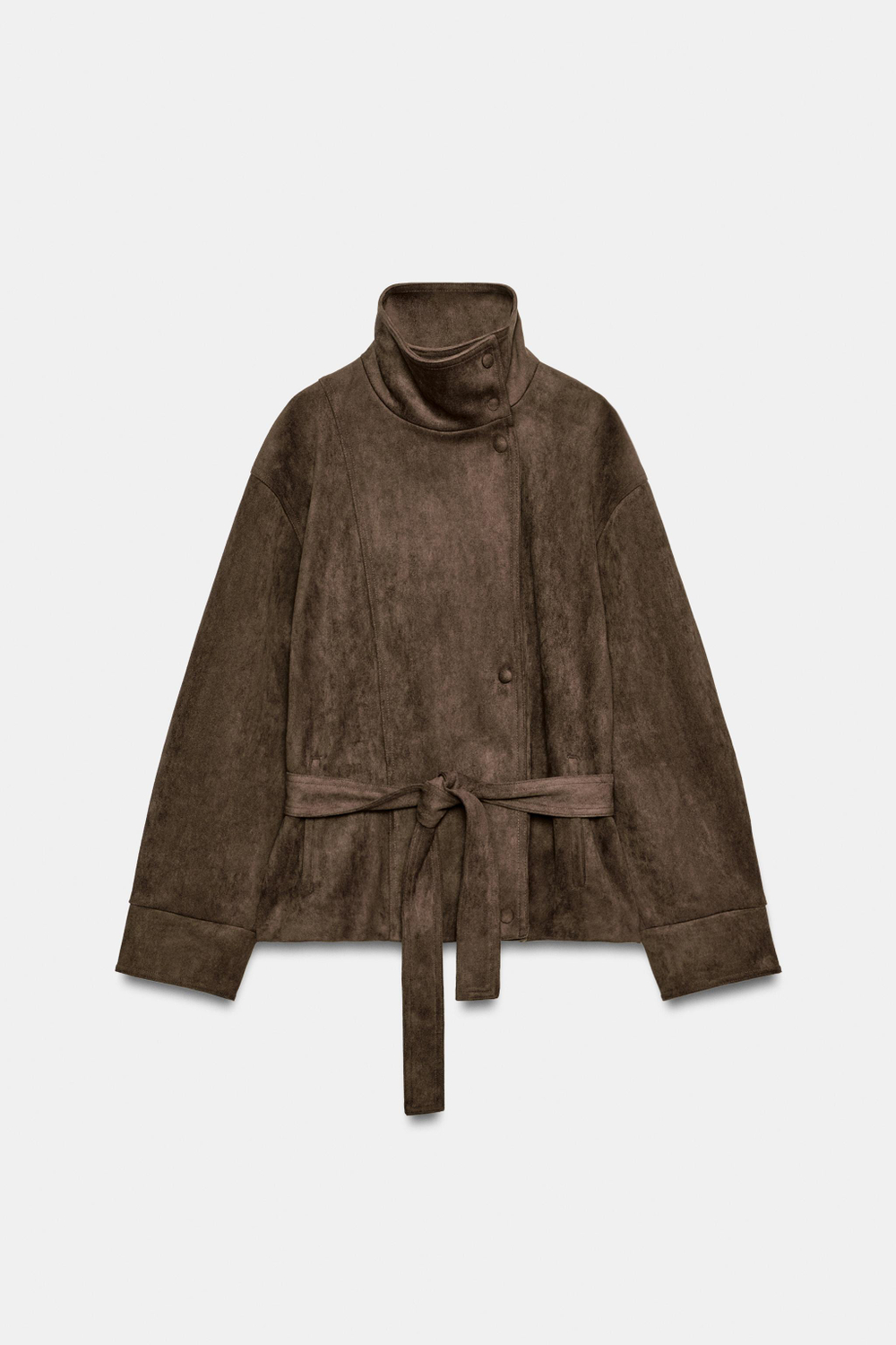 КУРТКА ИЗ ИСКУССТВЕННОЙ ЗАМШИ С ПОЯСОМ — ZARA