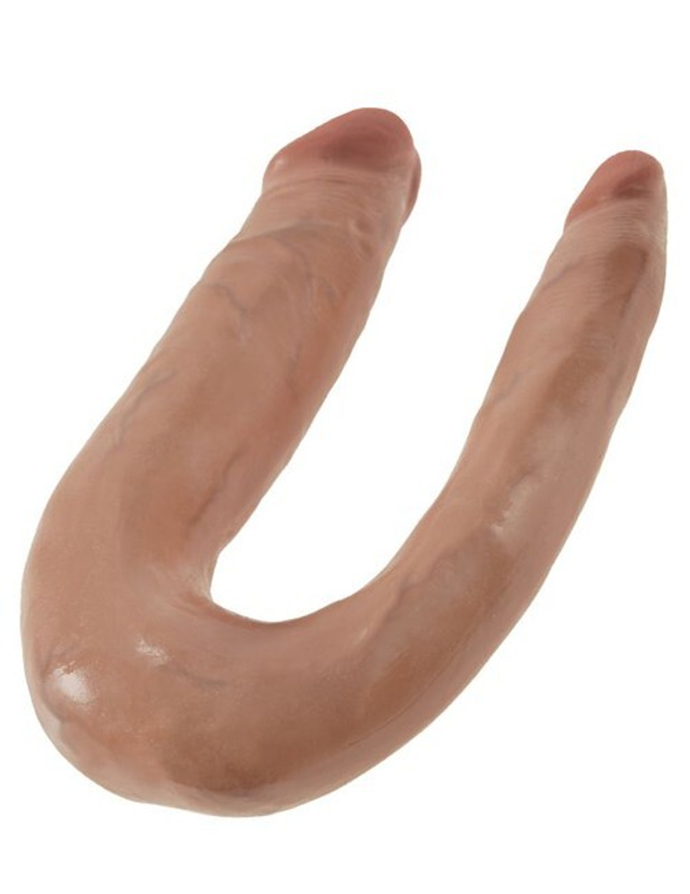 Фаллоимитатор двухголовый загорелый King Cock U-Shaped Small Double Trouble (Цвет: телесный)