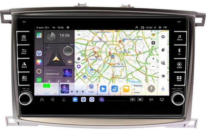 Магнитола для Toyota Land Cruiser 100, Lexus LX470 2002-2007 (экран климата снизу) - Kuberg OL-1698 (кнопки и крутилки) Android 13, Быстрая, CarPlay, 4G SIM-слот