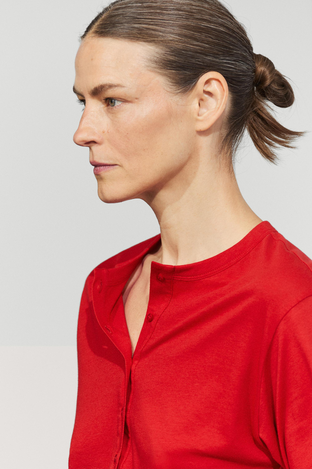 Massimo Dutti Футболка-хенли из 100% хлопка, темно-розовый
