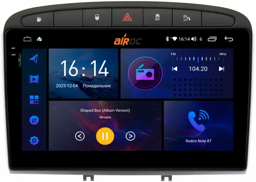 Магнитола для Peugeot 308 2007-2014, 408 2012-2022 - AIROC 2K RI-2901 Android 12, Быстрая, QLed+2K, CarPlay, SIM-слот