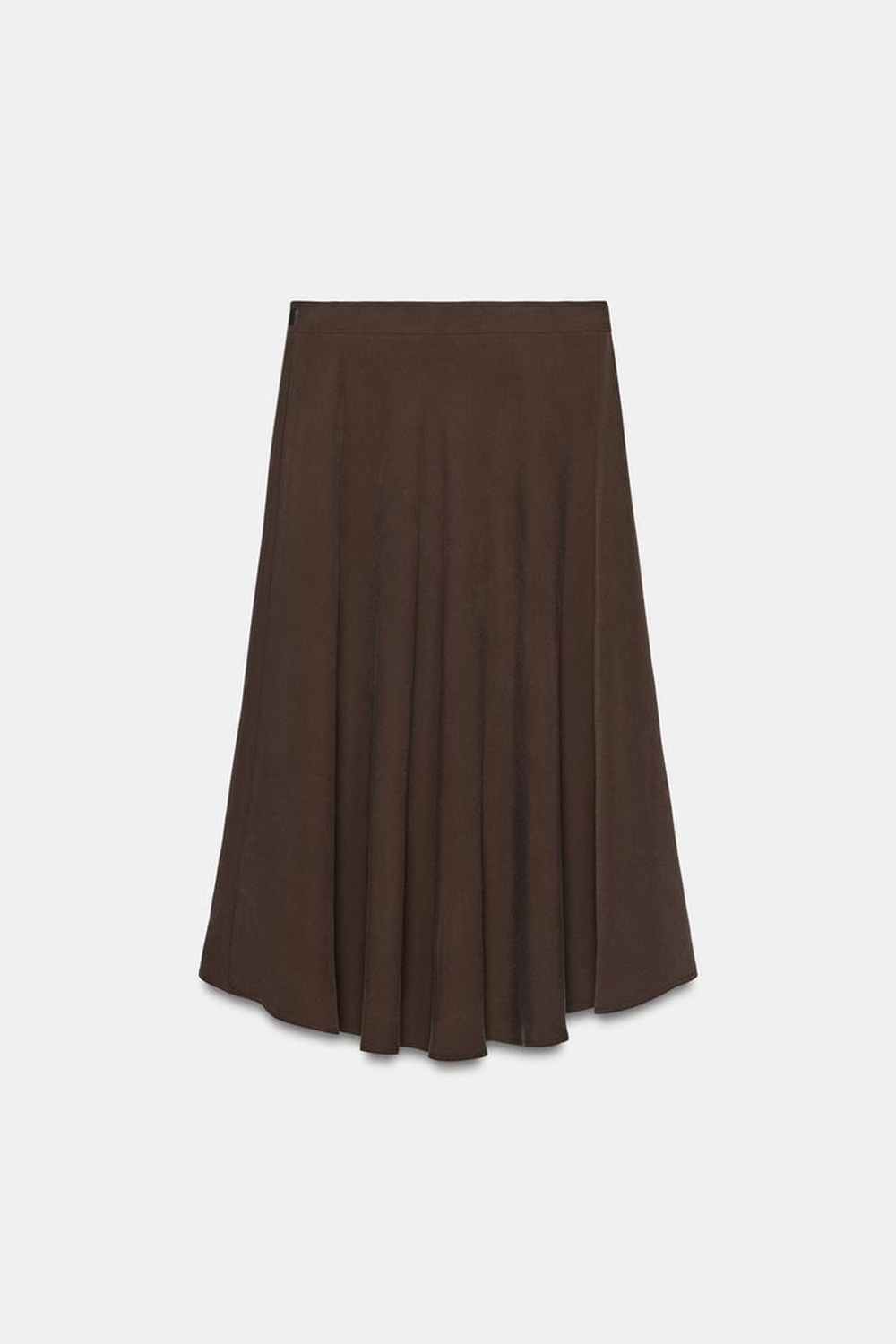 ZARA ЮБКА МИДИ С ЗАПАХОМ И ПРЯЖКОЙ, КОРИЧНЕВЫЙ